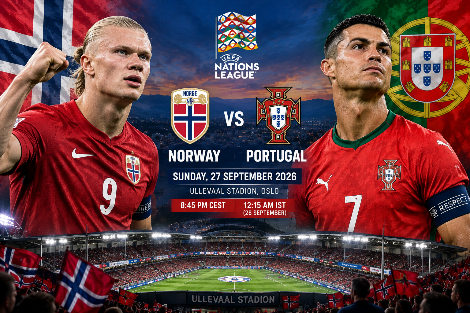 Norway vs Portugal Haaland Ronaldo Nations League