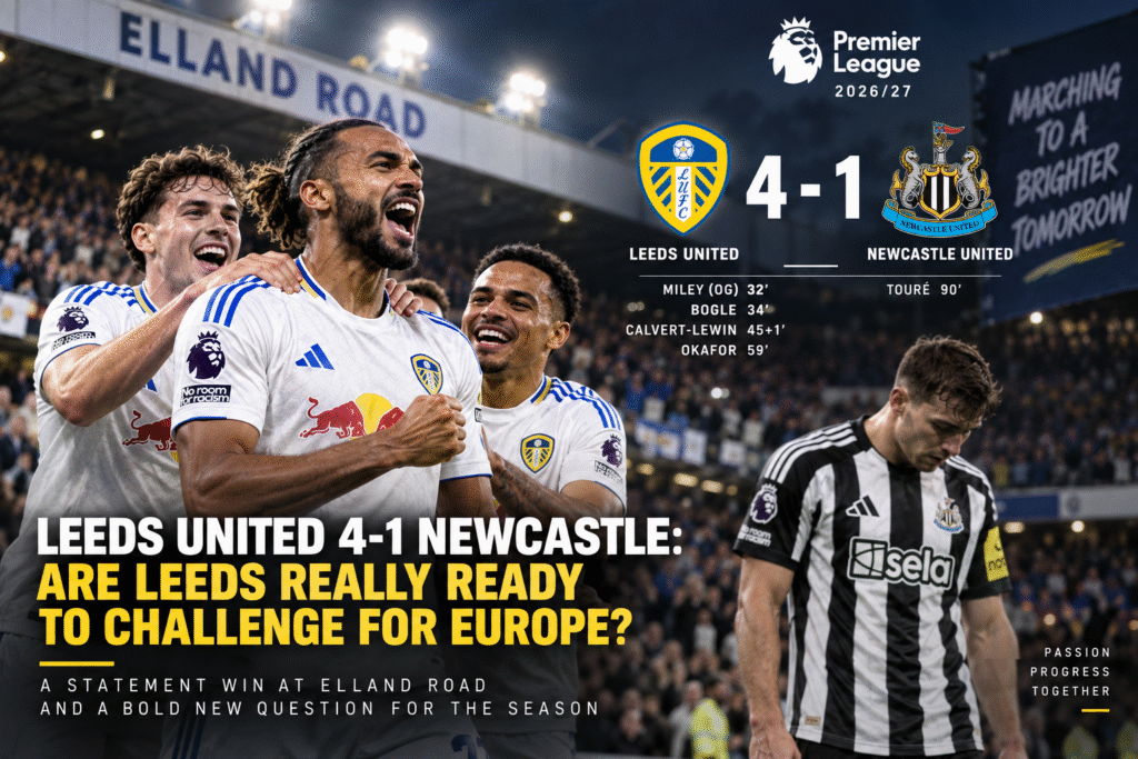 Leeds United 4-1 Newcastle players celebrating