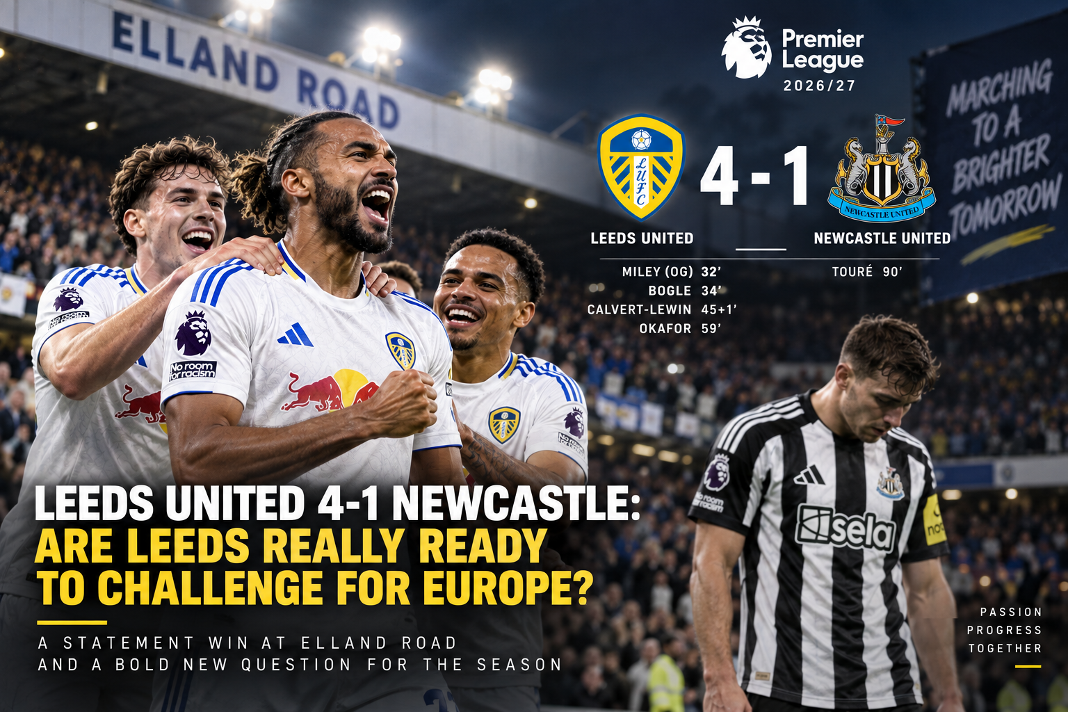 Leeds United 4-1 Newcastle players celebrating