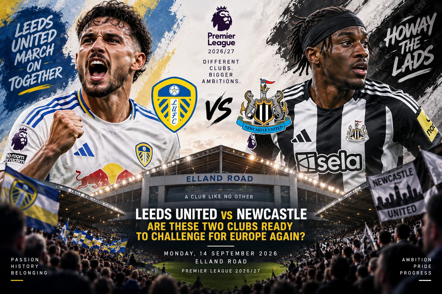 Leeds vs Newcastle Premier League match at Elland Road
