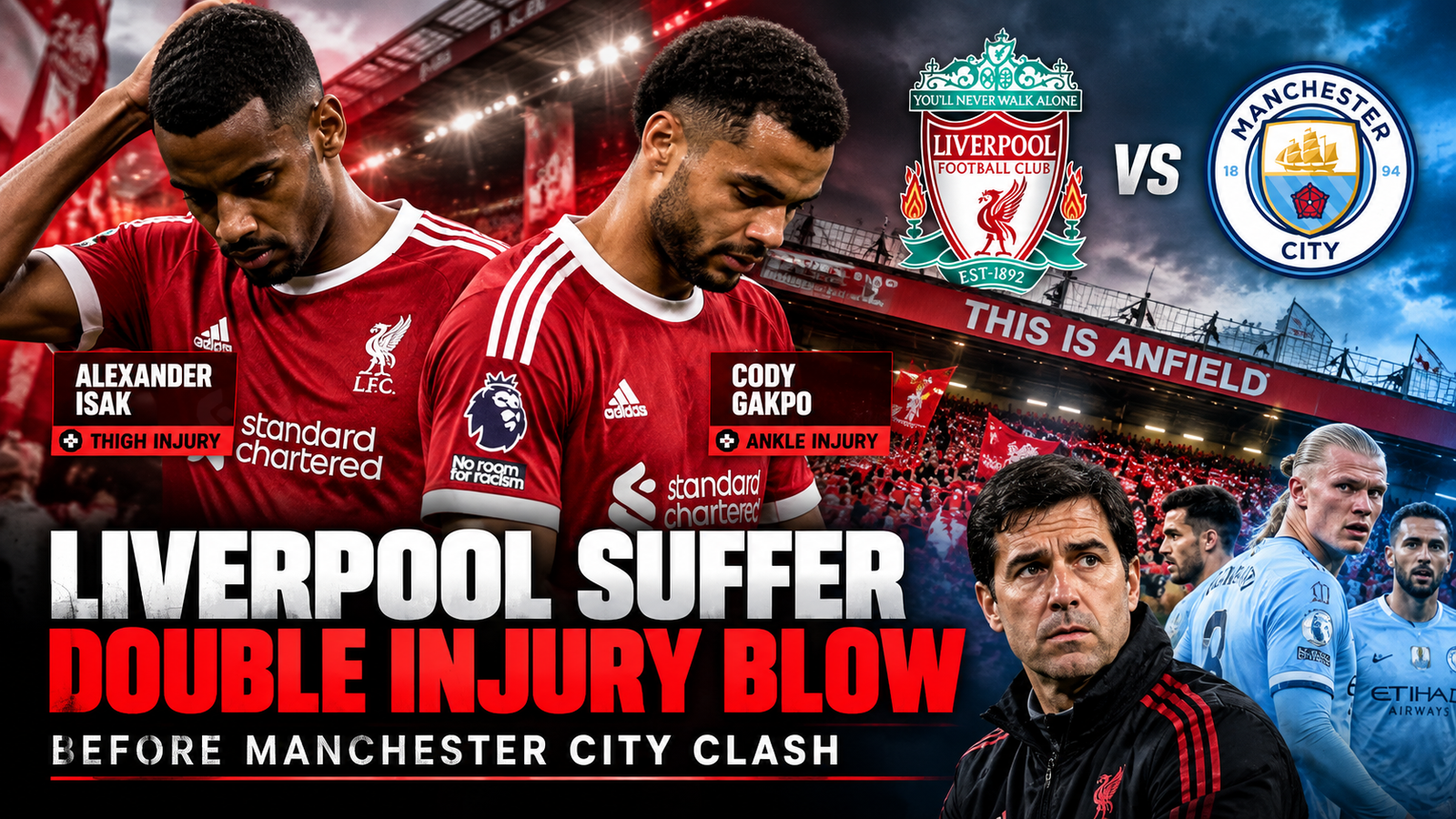 Liverpool injury news as Alexander Isak and Cody Gakpo miss the Manchester City match