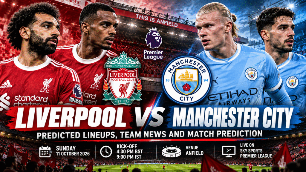 Liverpool vs Manchester City predicted lineups and Premier League match preview