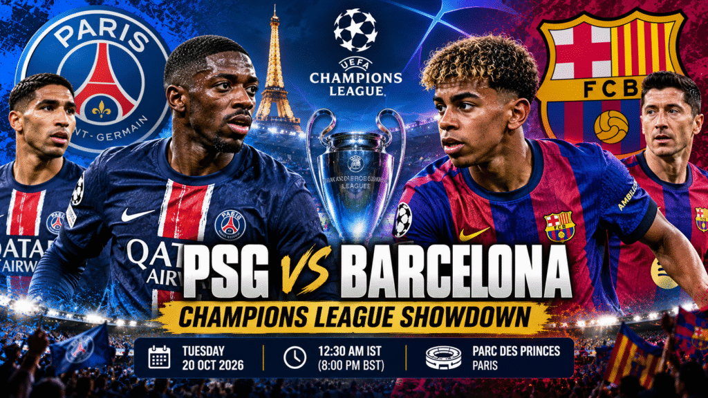 PSG vs Barcelona Champions League match preview with team news and predicted lineups