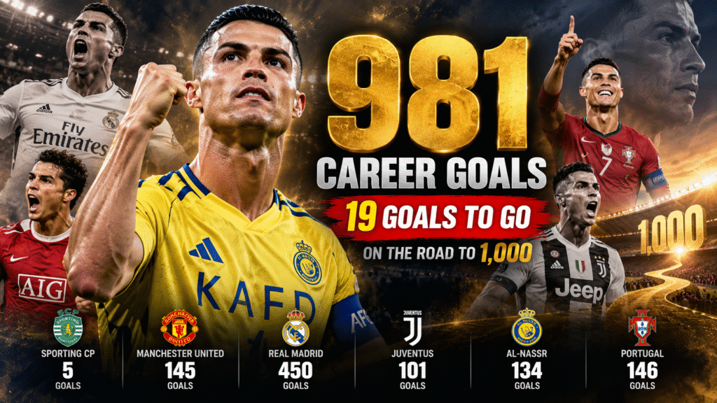 Cristiano Ronaldo celebrates reaching 981 career goals for Al-Nassr