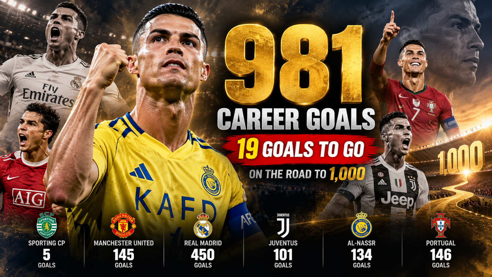 Cristiano Ronaldo celebrates reaching 981 career goals for Al-Nassr